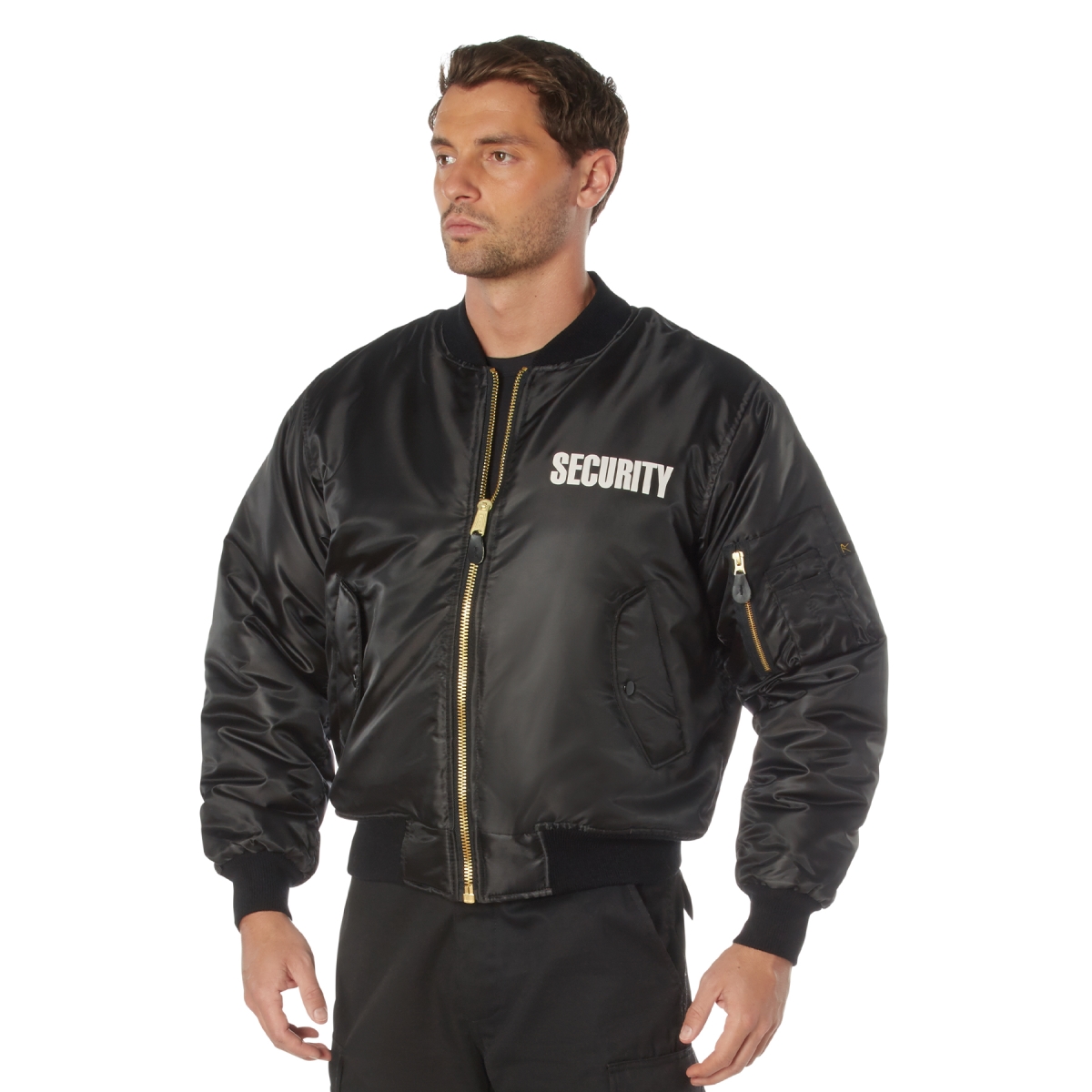 8324 MA-1 Flight Jacket with Security Print, Black - 2XL