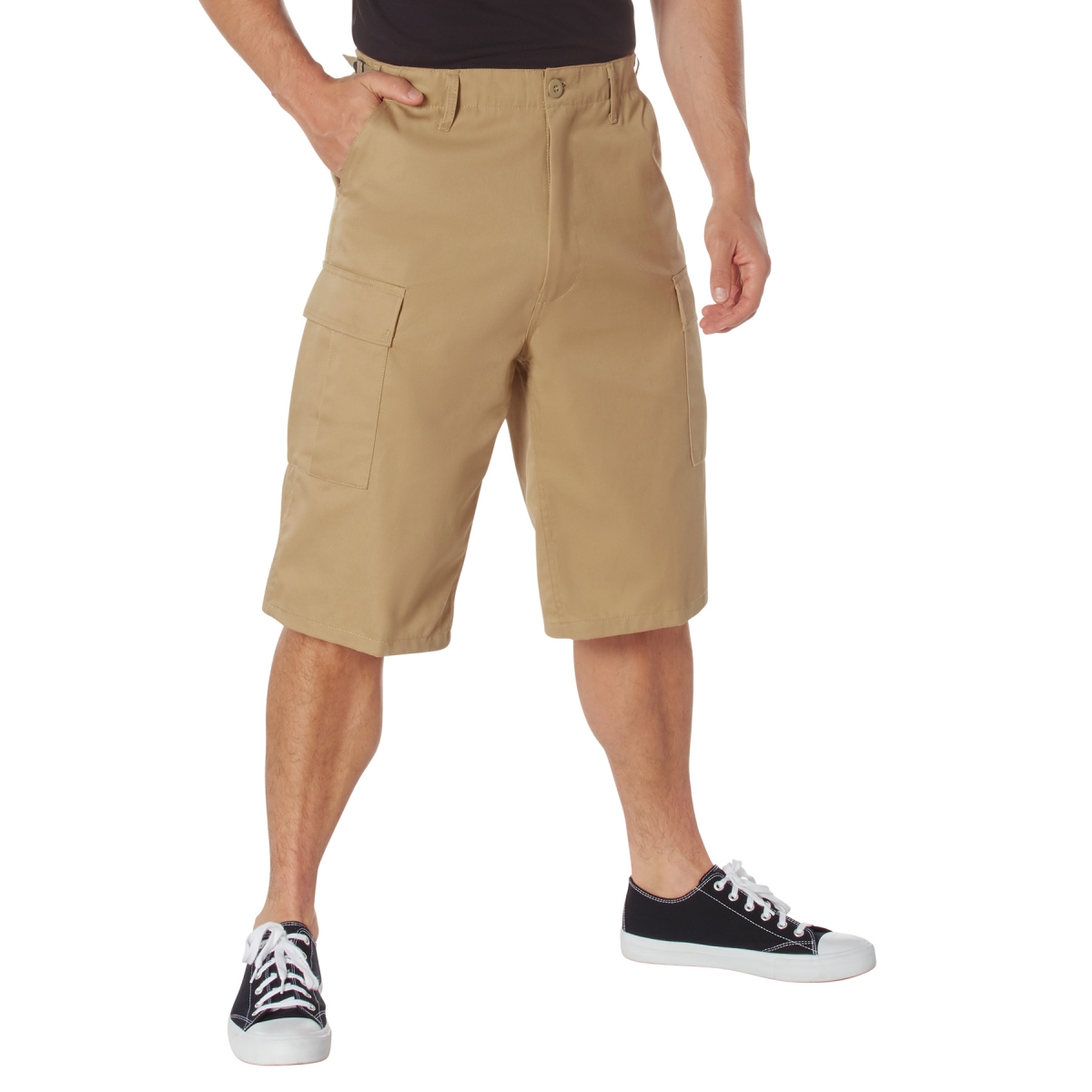 9014 Men Long Length Battle Dress Uniform Shorts, Khaki - Medium