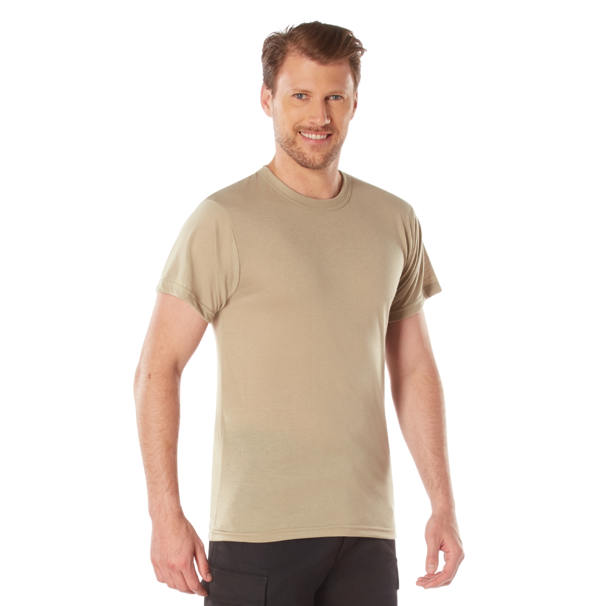 9928 Men Solid Color 100 Percent Cotton Short Sleeve T-Shirt, Desert Sand - Medium
