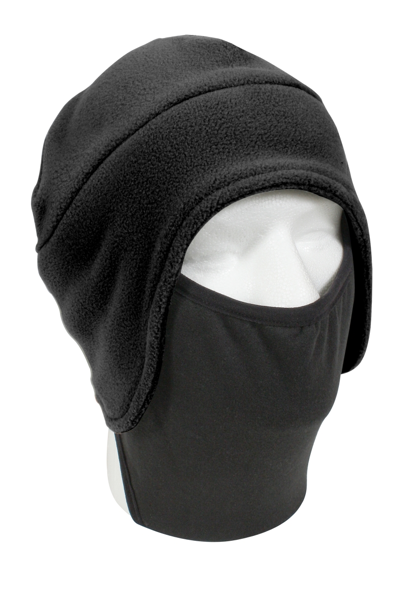 10399 Convertible Fleece Caps with Poly Facemask, Black