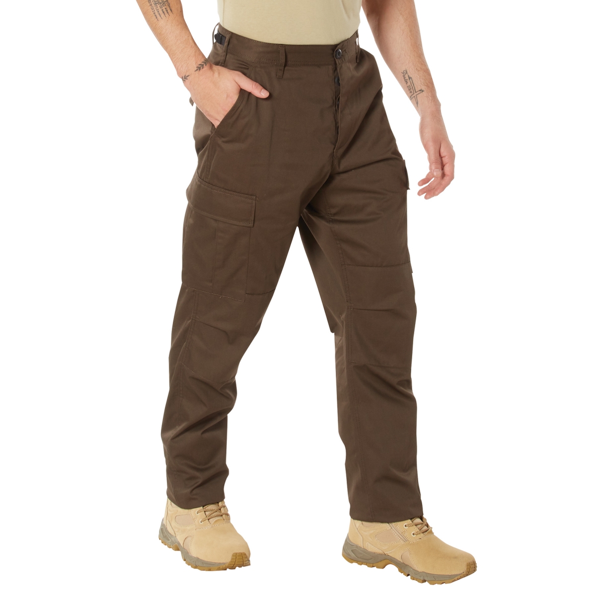 29035 Men Tactical Battle Dress Uniform Pants, Brown - Medium