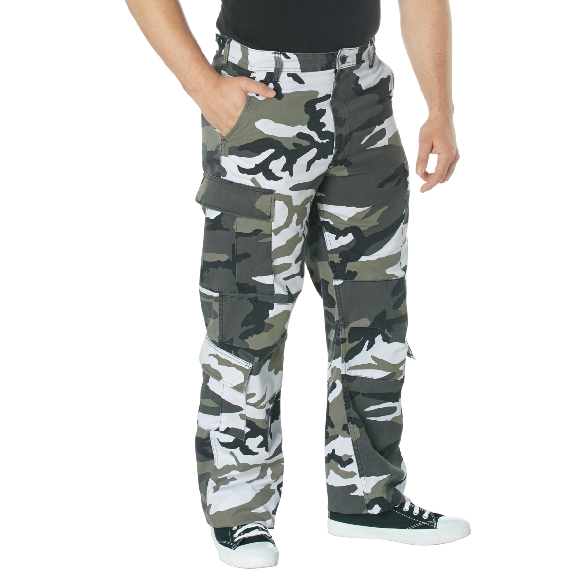 2349 Men Vintage Paratrooper Cargo Fatigue Pants, City Camo - Medium