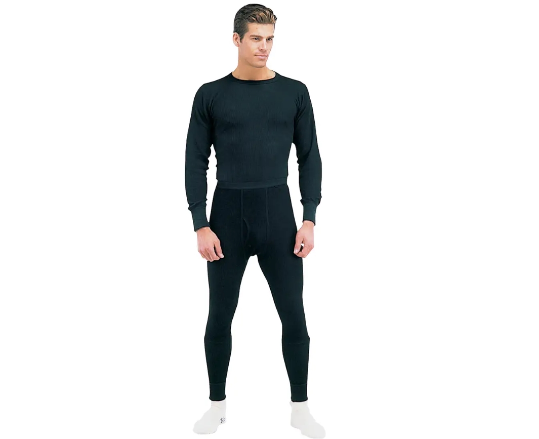 6527 Thermal Knit Underwear Bottom, Black - Small