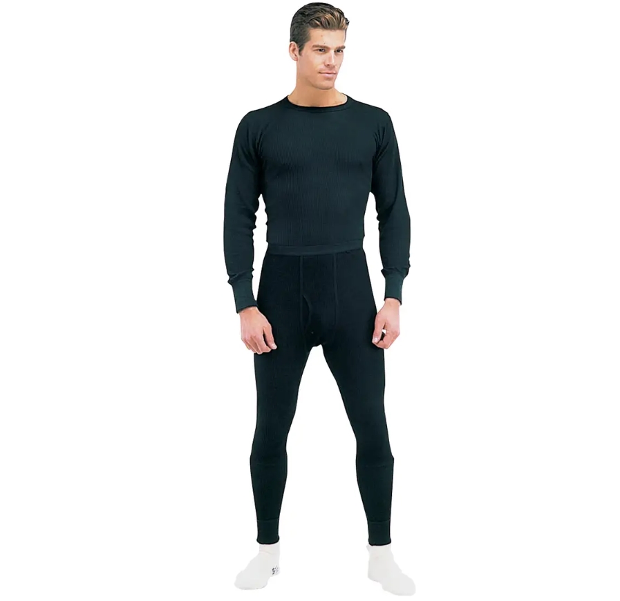 6530 Thermal Knit Underwear Bottom, Black - Extra Large