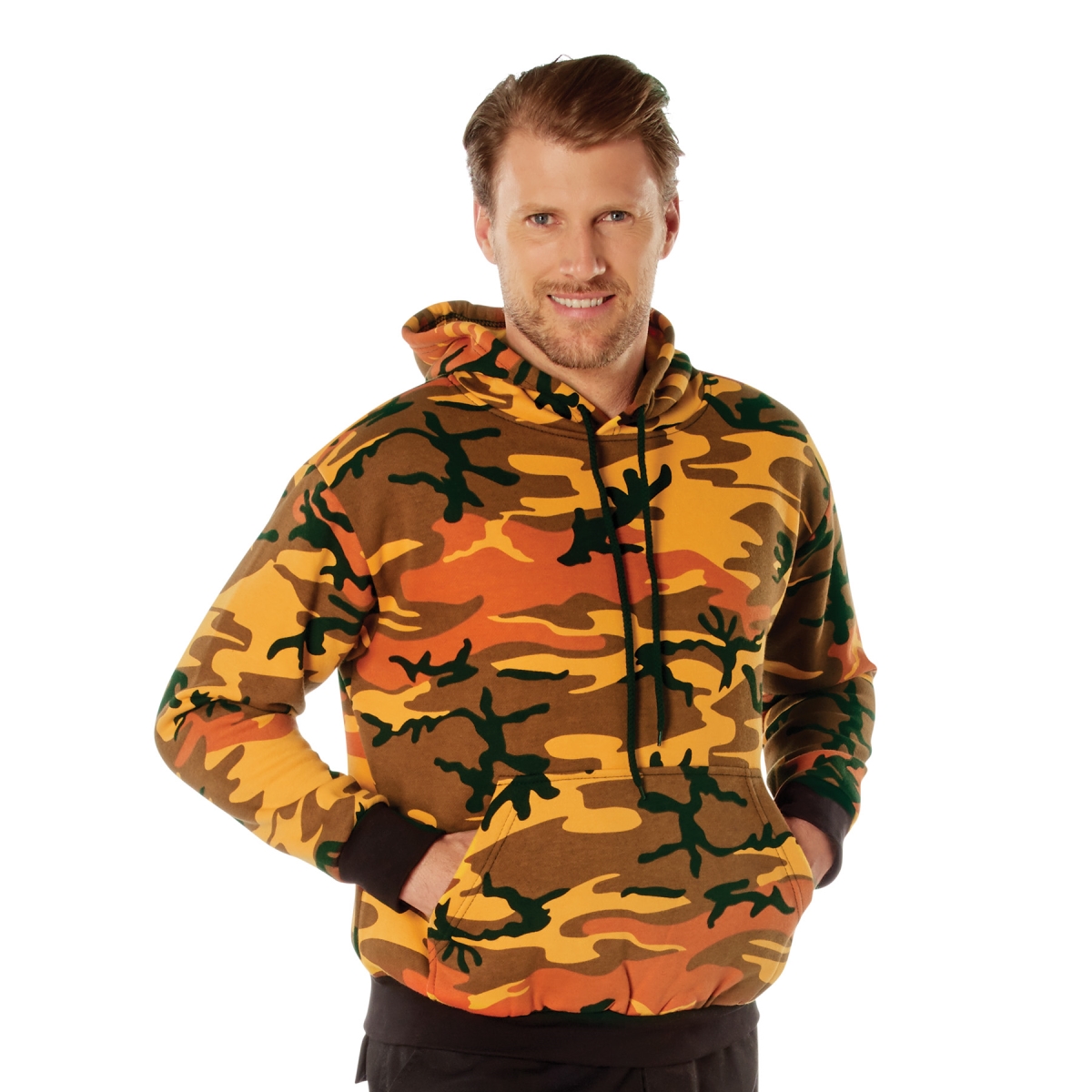 18052 Pullover Hooded Sweatshirt, Savage Orange Camo - Small