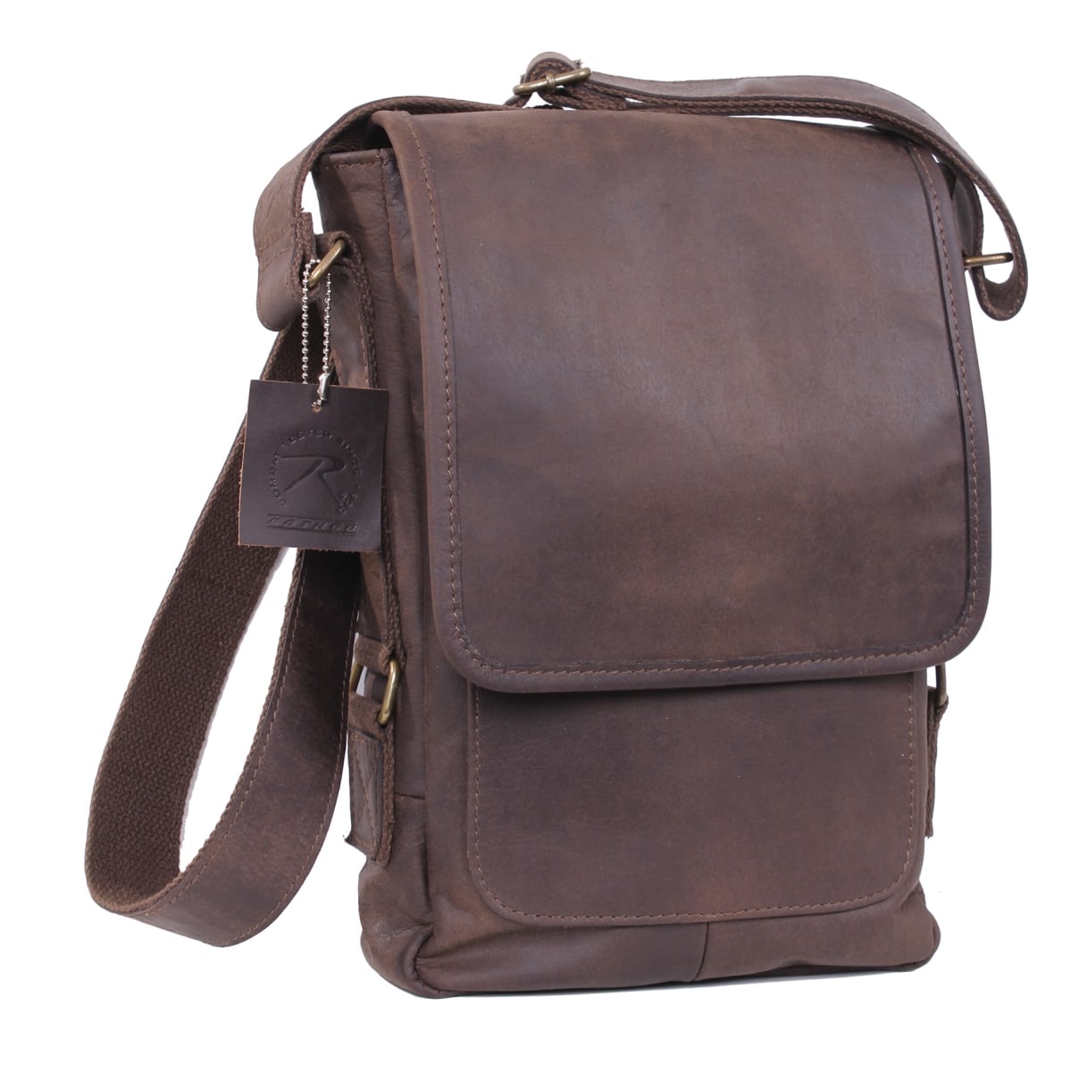 14544 Leather Military Tech Bag, Brown