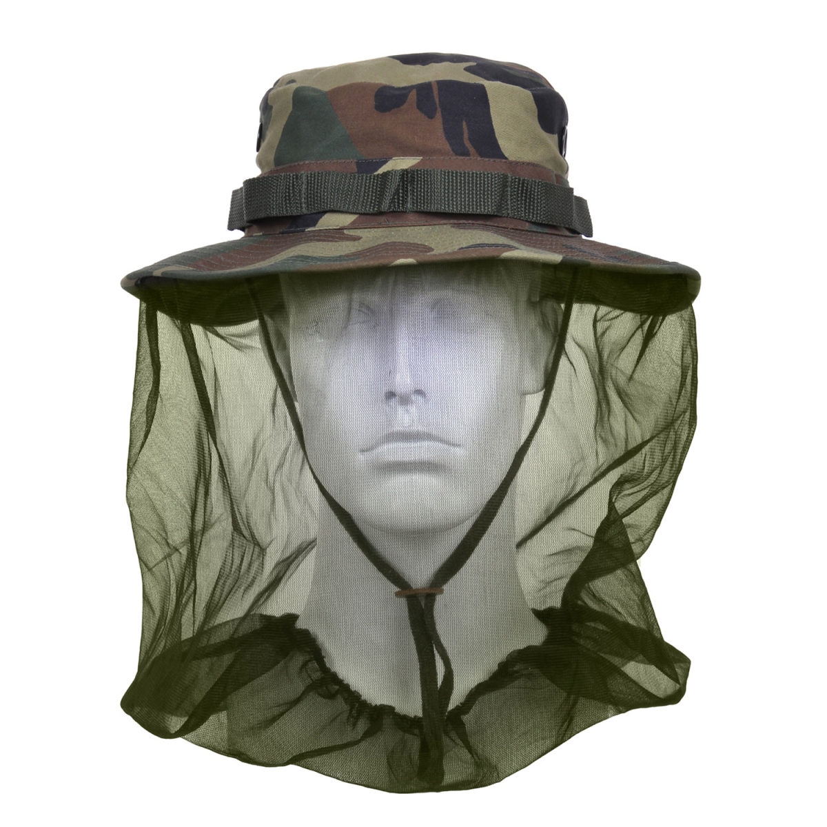 5630 Boonie Hat with Mosquito Netting, Woodland Camo - Size 7