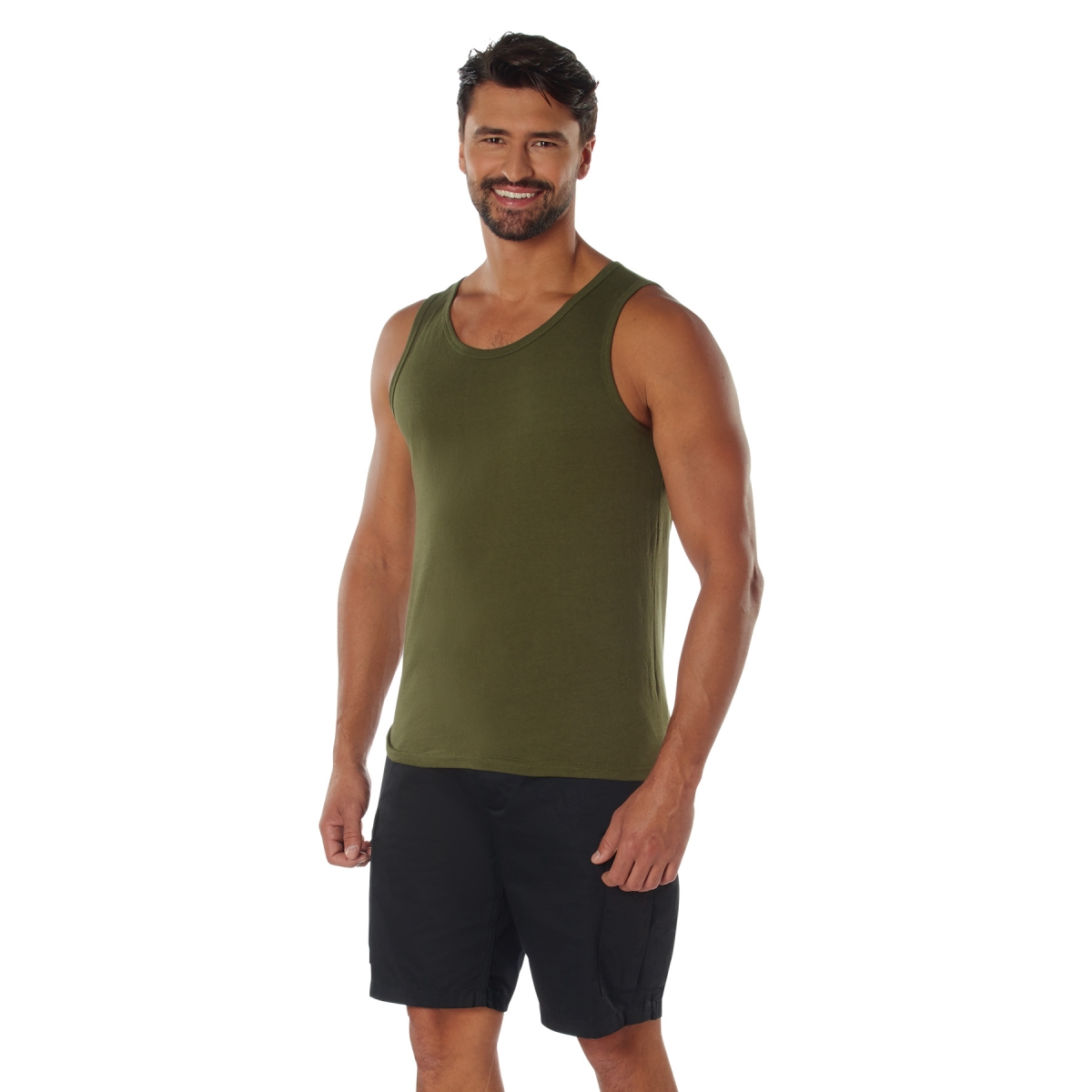 7363 Men Tank Top, Olive Drab - Medium
