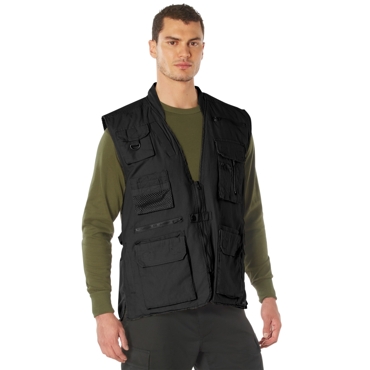 8497 Men Deluxe Safari Outback Vest, Black - Medium