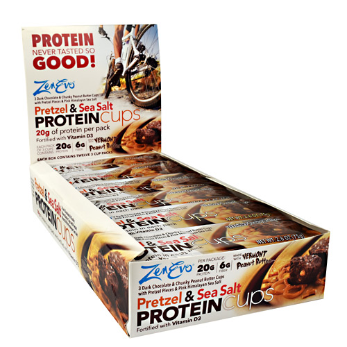 Picture of Zenevo 9790001 Protein Cups&#44; Pretzel & Sea Salt - 12 Per Box