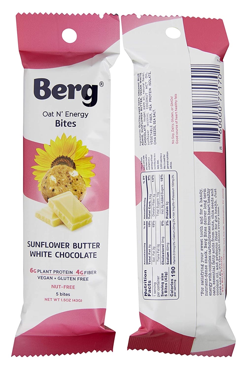 Picture of Spectrum Water 1680008 Berg Bites Sunflower Butter & White Chocolate - 8 per Box