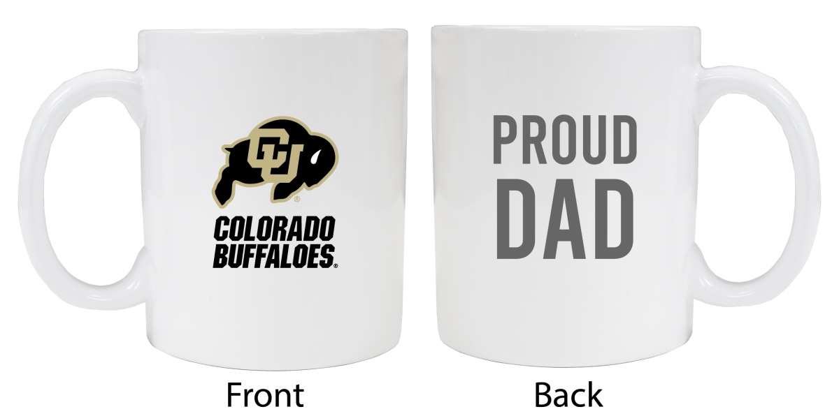 Picture of R & R Imports MUG2-C-CO20 DAD Colorado Buffaloes Proud Dad White Ceramic Coffee Mug - Pack of 2