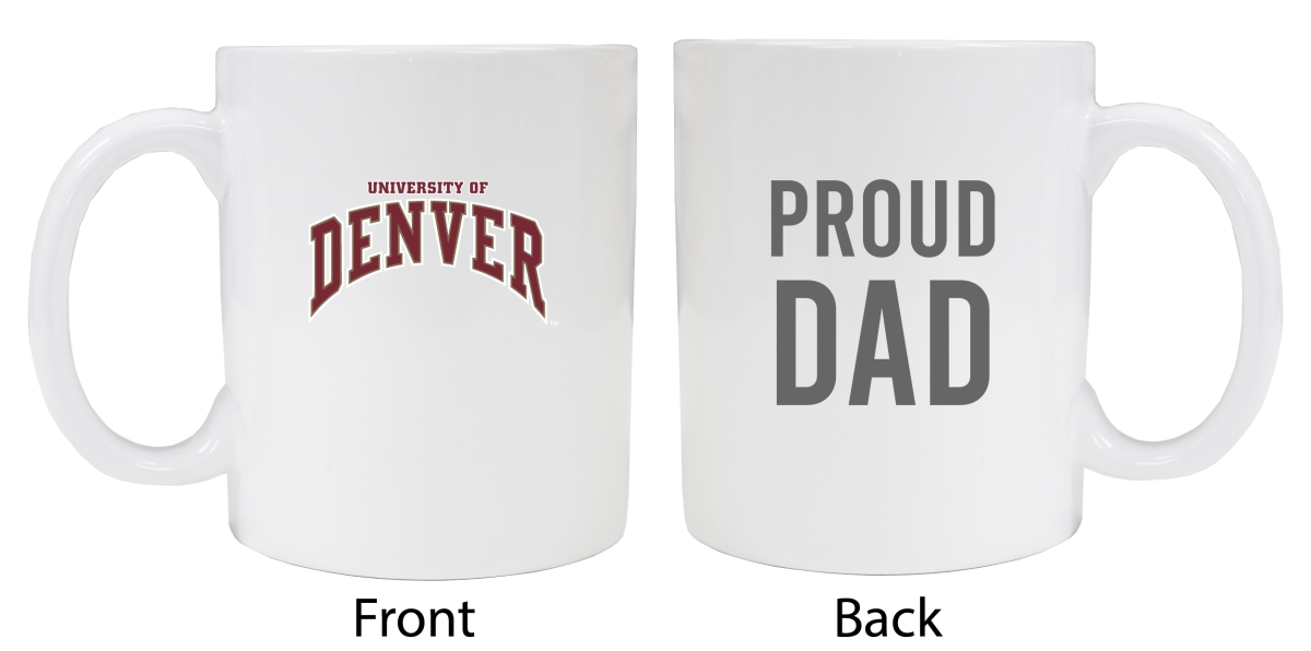 Picture of R & R Imports MUG2-C-DEN20 DAD University of Denver Pioneers Proud Dad White Ceramic Coffee Mug - Pack of 2