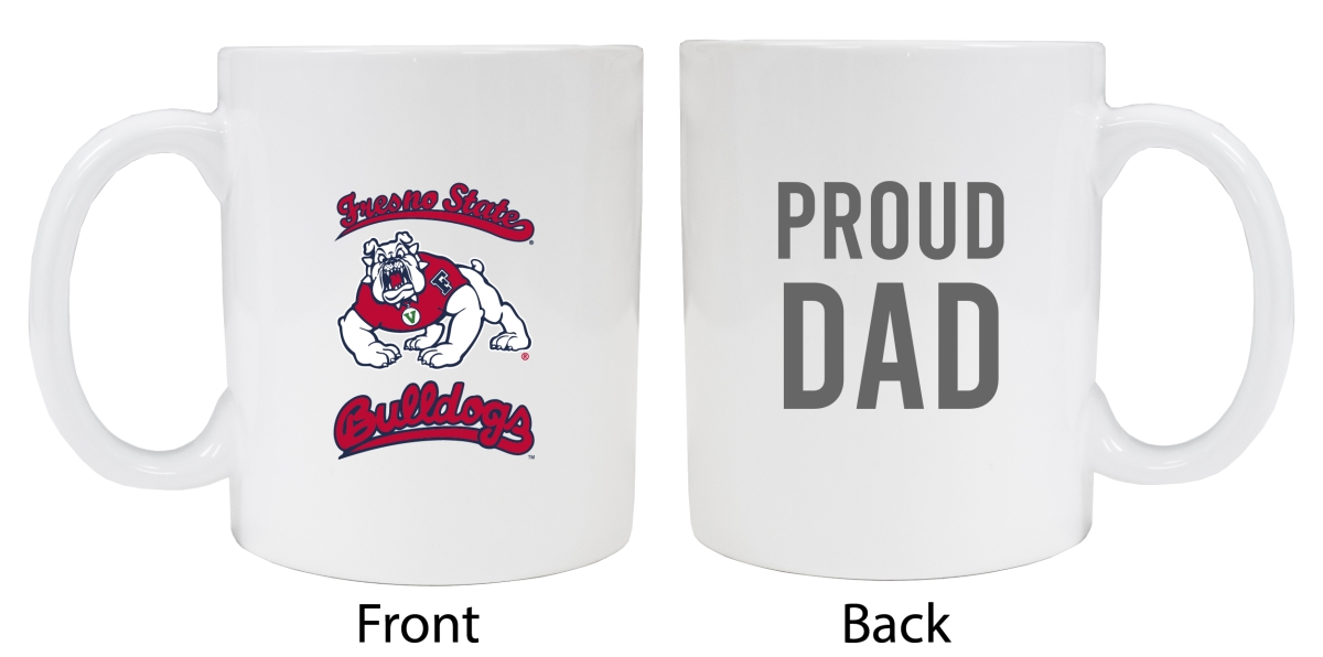 Picture of R & R Imports MUG2-C-FRS20 DAD Fresno State Bulldogs Proud Dad White Ceramic Coffee Mug - Pack of 2