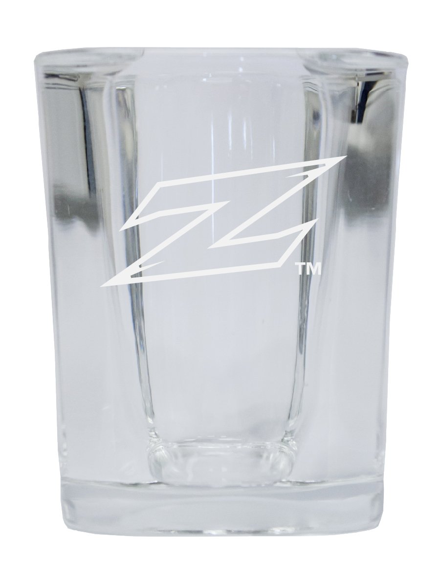 Picture of R & R Imports SGSE2-C-AKN20 Akron Zips 2 oz Square Shot Glass Laser Etched Logo Design - Pack of 2