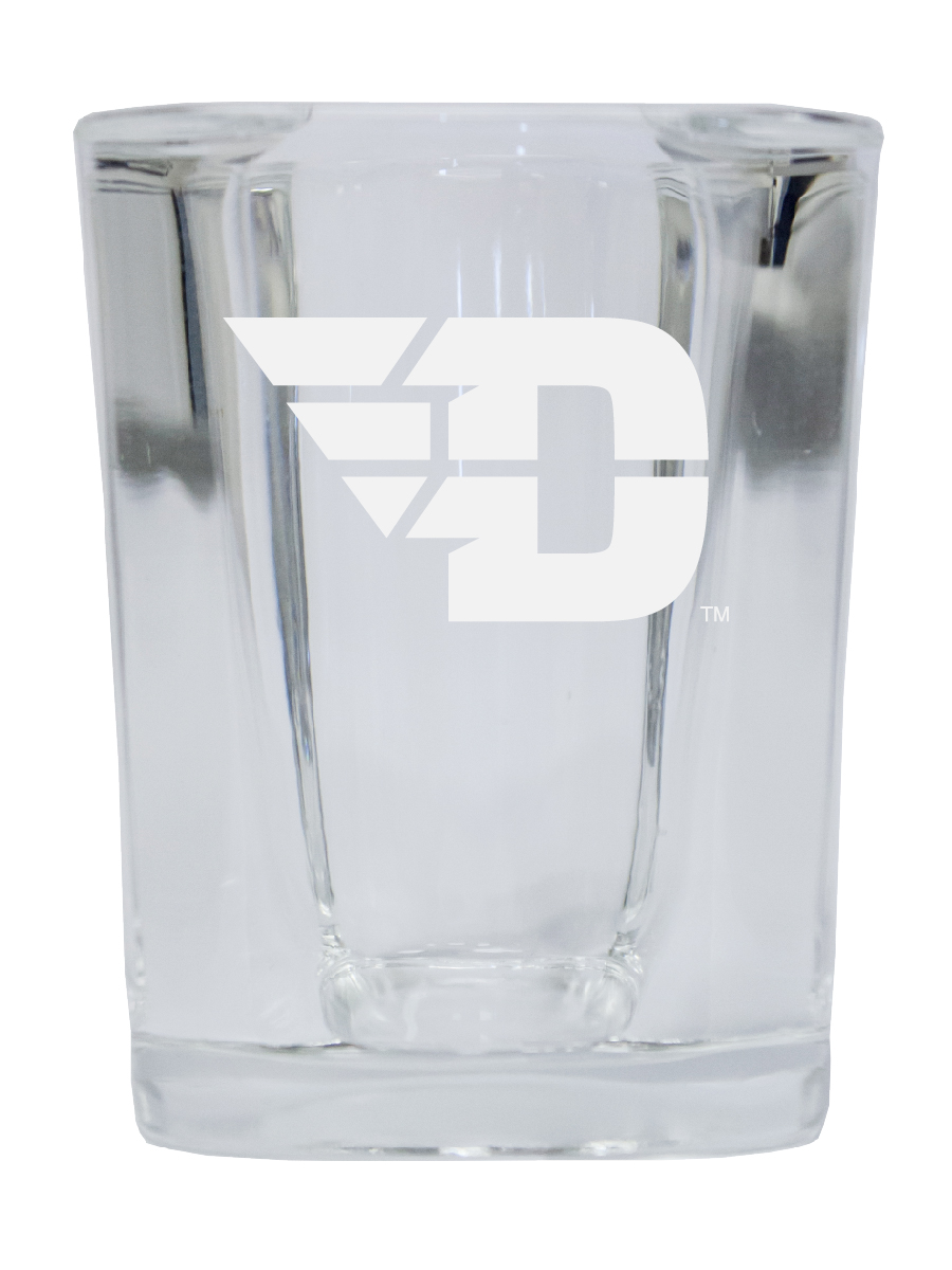 Picture of R & R Imports SGSE2-C-DAY20 Dayton Flyers 2 oz Square Shot Glass Laser Etched Logo Design - Pack of 2