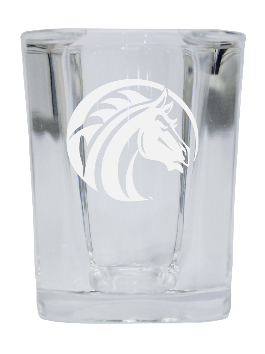 Picture of R & R Imports SGSE2-C-FAY20 Fayetteville State University 2 oz Square Shot Glass Laser Etched Logo Design - Pack of 2