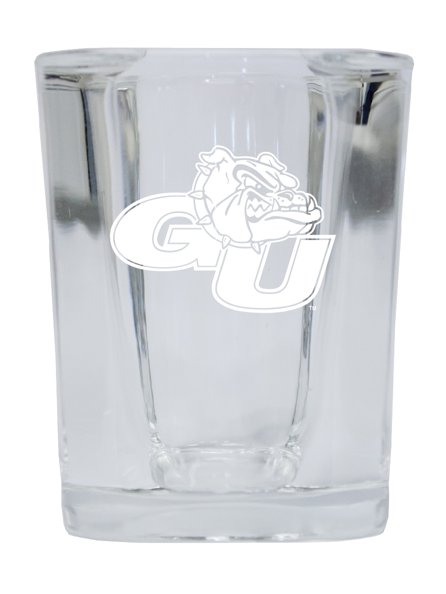 Picture of R & R Imports SGSE2-C-GNZ20 Gonzaga Bulldogs 2 oz Square Shot Glass Laser Etched Logo Design - Pack of 2