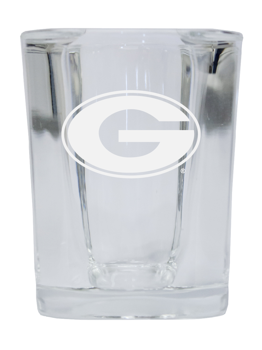 Picture of R & R Imports SGSE2-C-GRAM20 Grambling University Bulldogs 2 oz Square Shot Glass Laser Etched Logo Design - Pack of 2