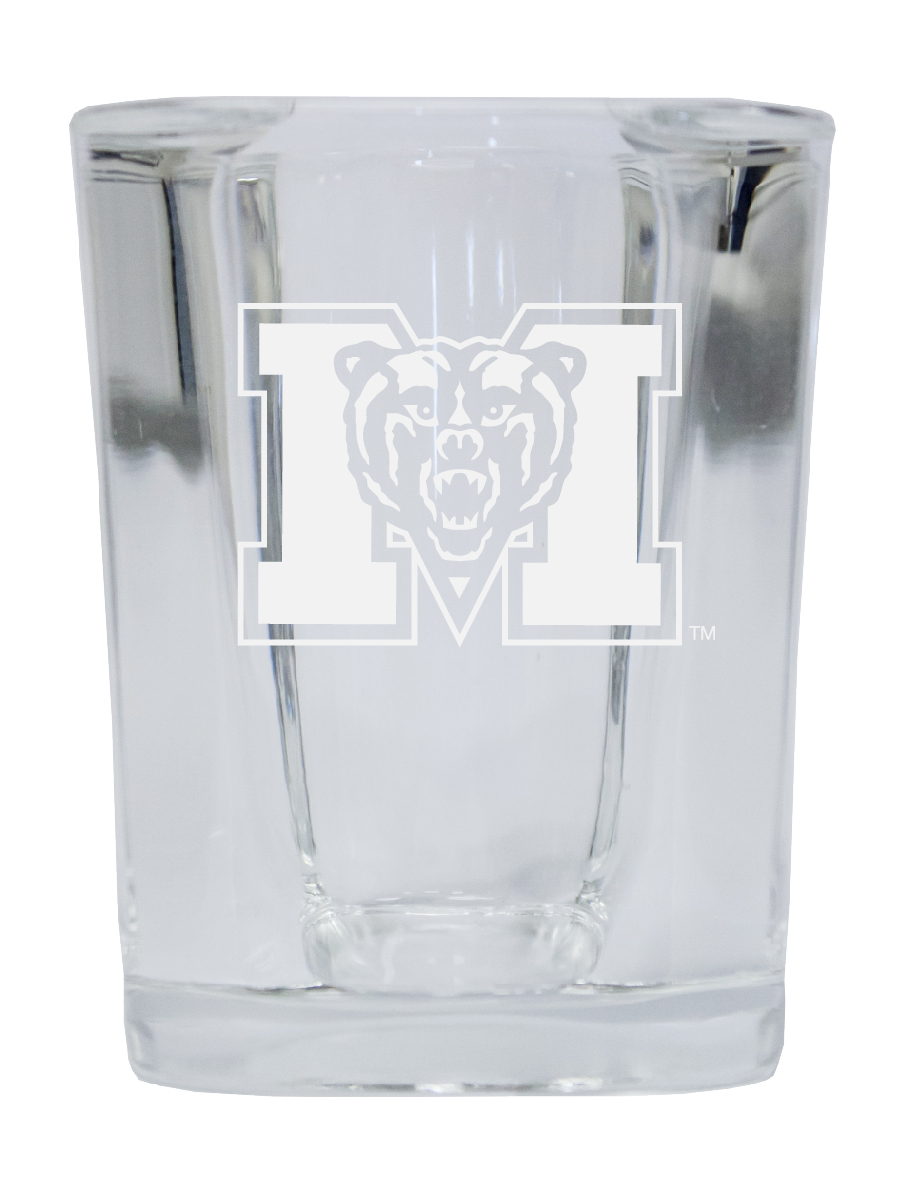 Picture of R & R Imports SGSE2-C-MER20 Mercer University 2 oz Square Shot Glass Laser Etched Logo Design - Pack of 2