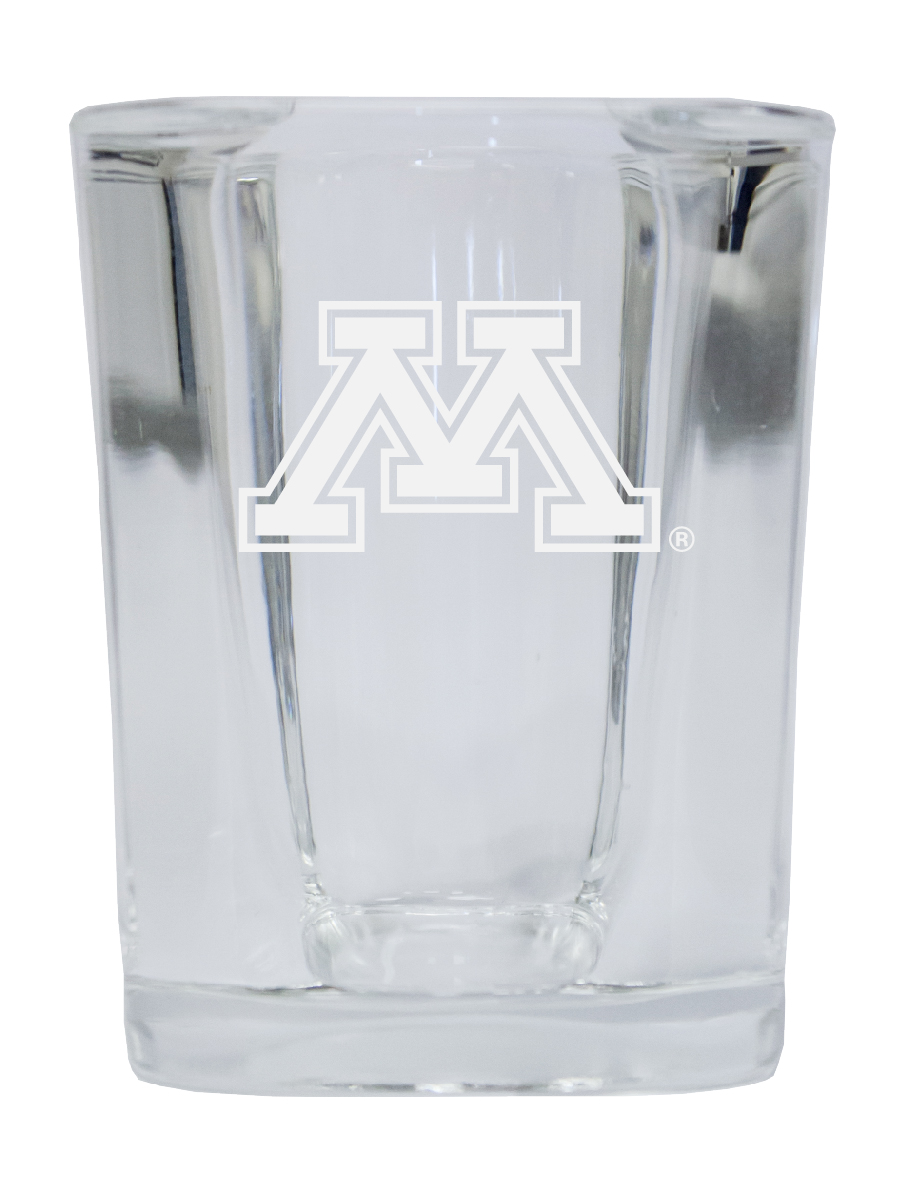 Picture of R & R Imports SGSE2-C-MIN20 Minnesota Gophers 2 oz Square Shot Glass Laser Etched Logo Design - Pack of 2