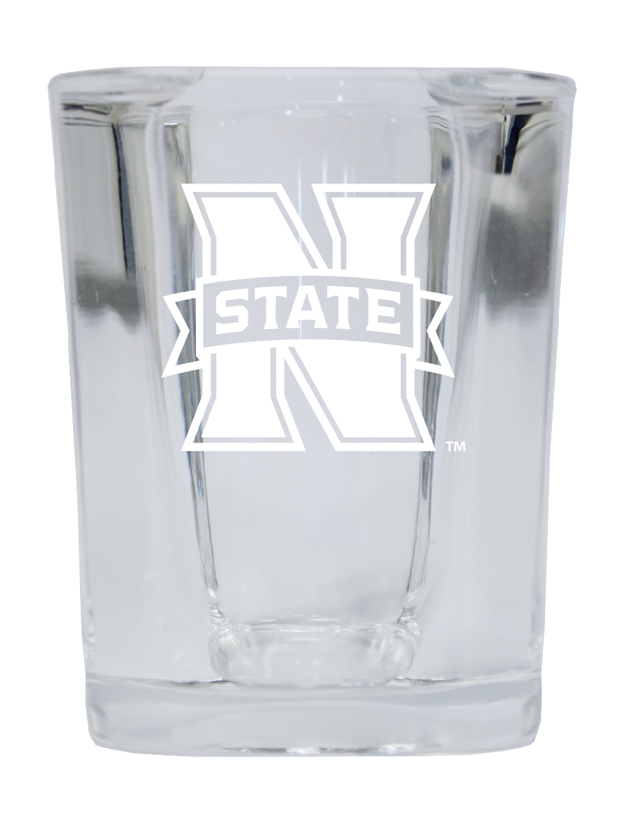Picture of R & R Imports SGSE2-C-NWOK20 Northwestern Oklahoma State University 2 oz Square Shot Glass Laser Etched Logo Design - Pack of 2