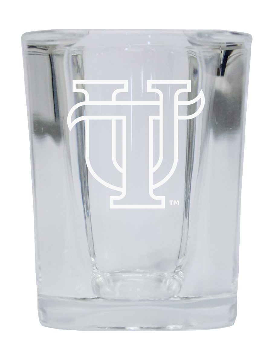 Picture of R & R Imports SGSE2-C-TAM20 University of Tampa Spartans 2 oz Square Shot Glass Laser Etched Logo Design - Pack of 2