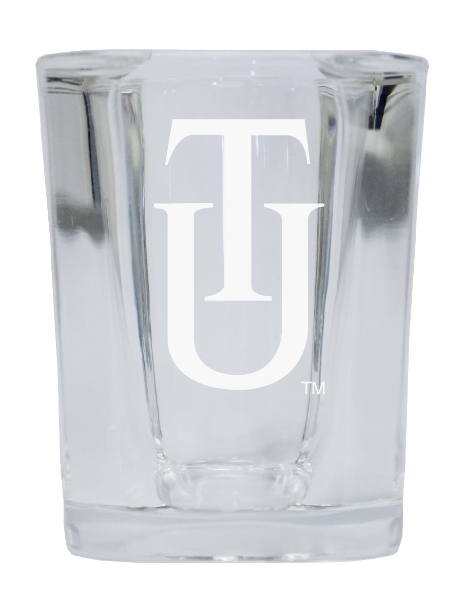 Picture of R & R Imports SGSE2-C-TUSK20 Tuskegee University 2 oz Square Shot Glass Laser Etched Logo Design - Pack of 2