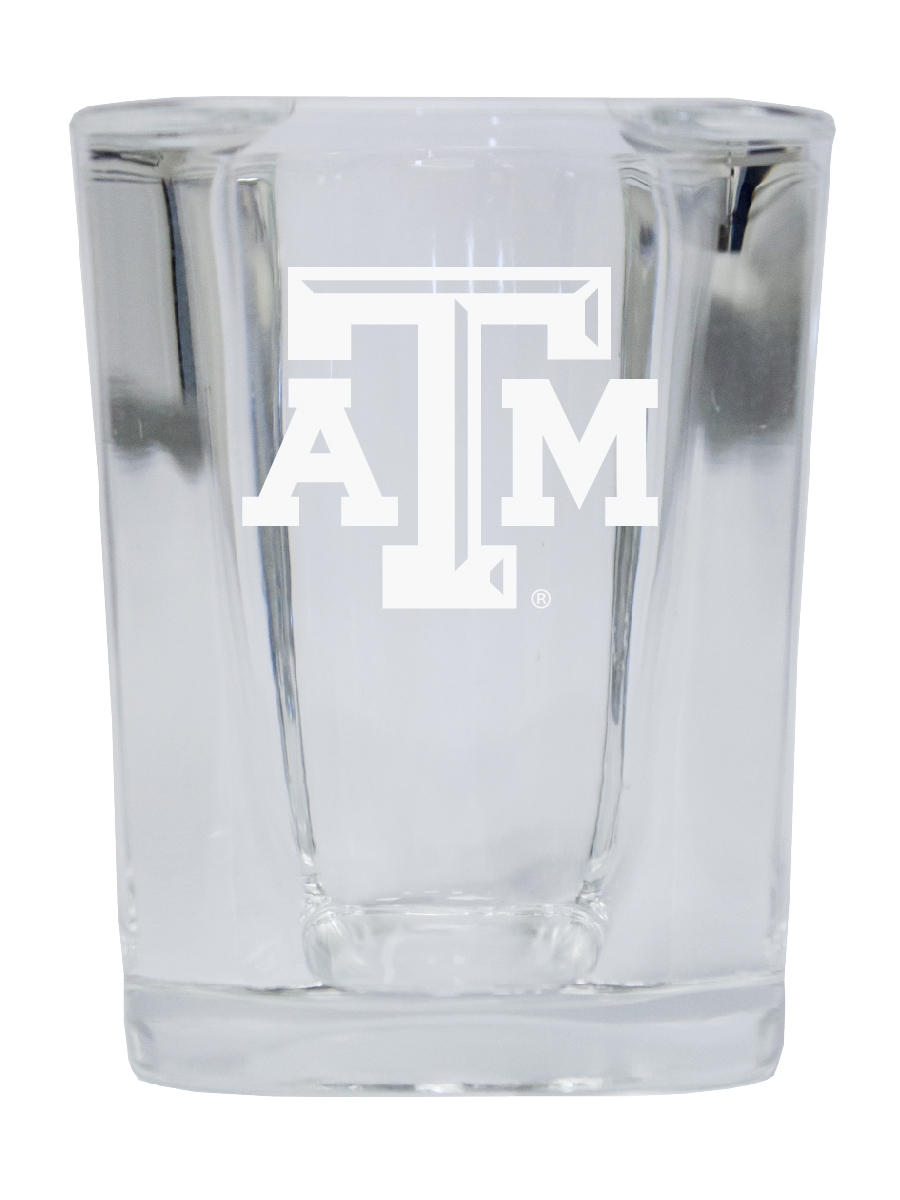 Picture of R & R Imports SGSE2-C-TXA20 Texas A&M Aggies 2 oz Square Shot Glass Laser Etched Logo Design - Pack of 2