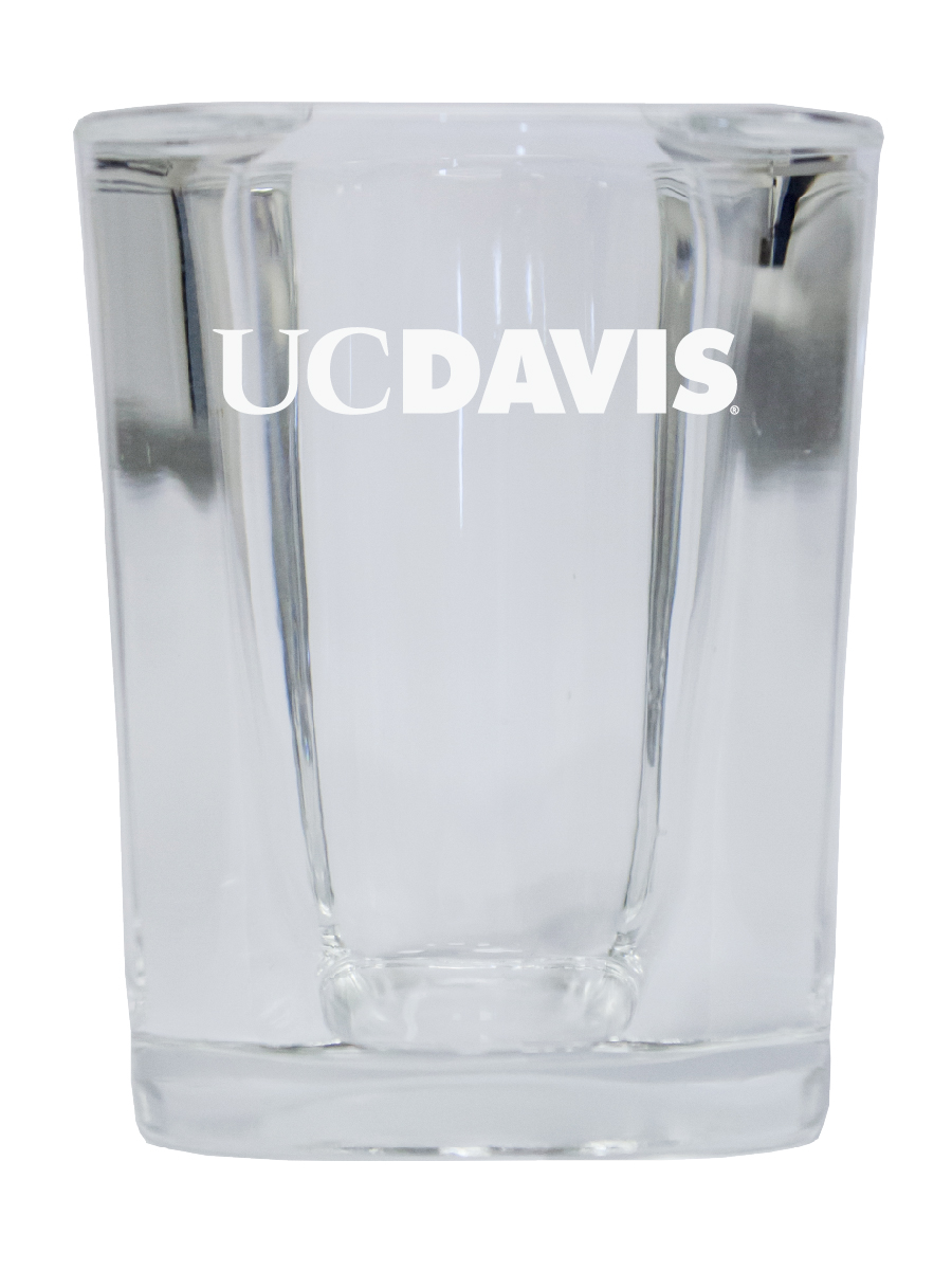 Picture of R & R Imports SGSE2-C-UCD20 UC Davis Aggies 2 oz Square Shot Glass Laser Etched Logo Design - Pack of 2