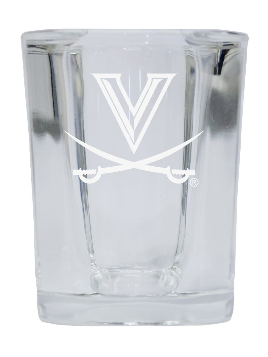 Picture of R & R Imports SGSE2-C-UVA20 Virginia Cavaliers 2 oz Square Shot Glass Laser Etched Logo Design - Pack of 2
