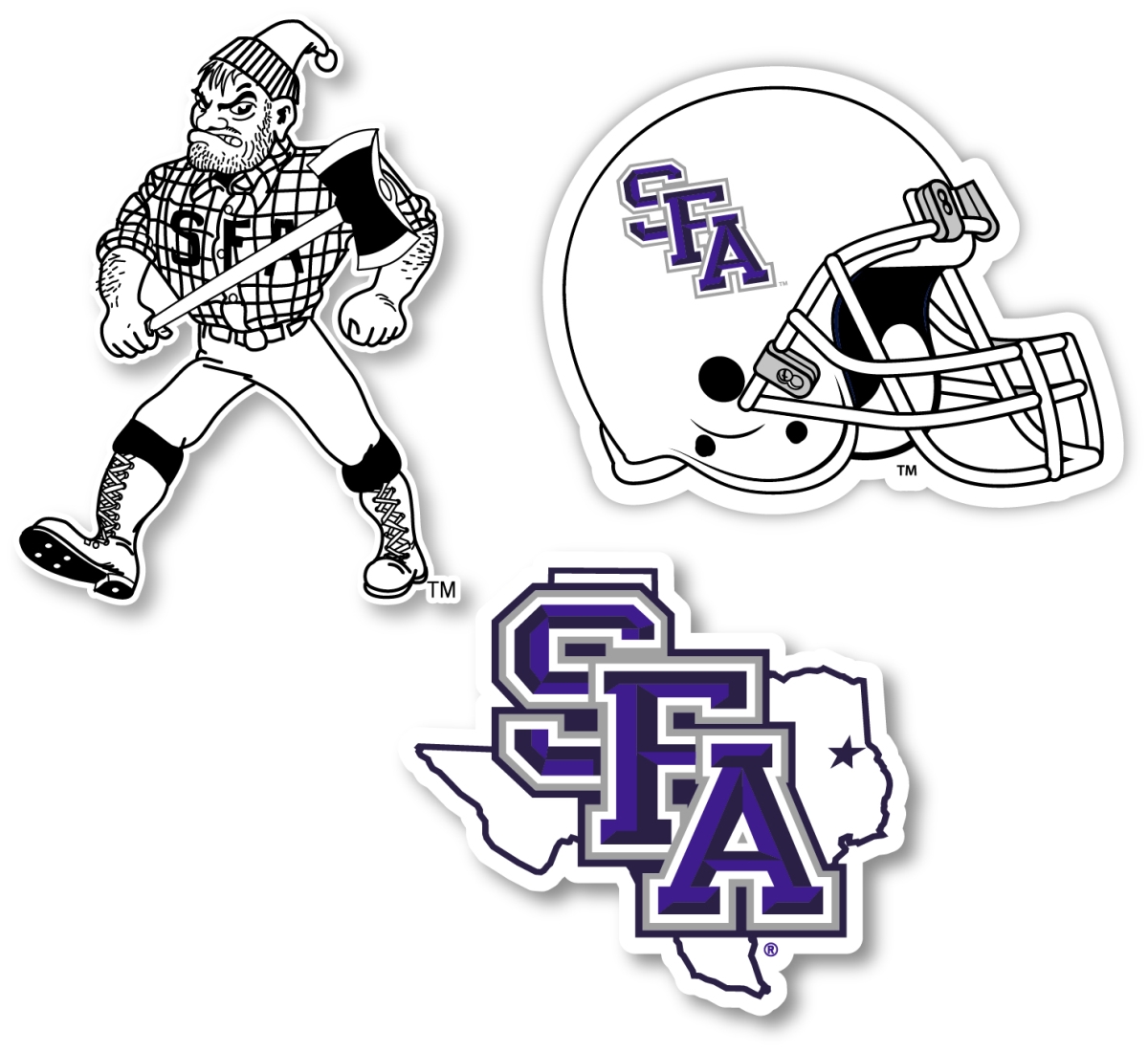 Stephen F. Austin State University Vinyl Decal Sticker, 4 in. - Pack of 3 -  R & R Imports, R&441306