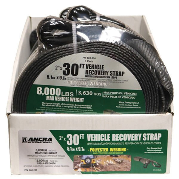 ANC800-230 2 in. X 30 ft. Vehicle Recovery Strap with Sewn Loops
