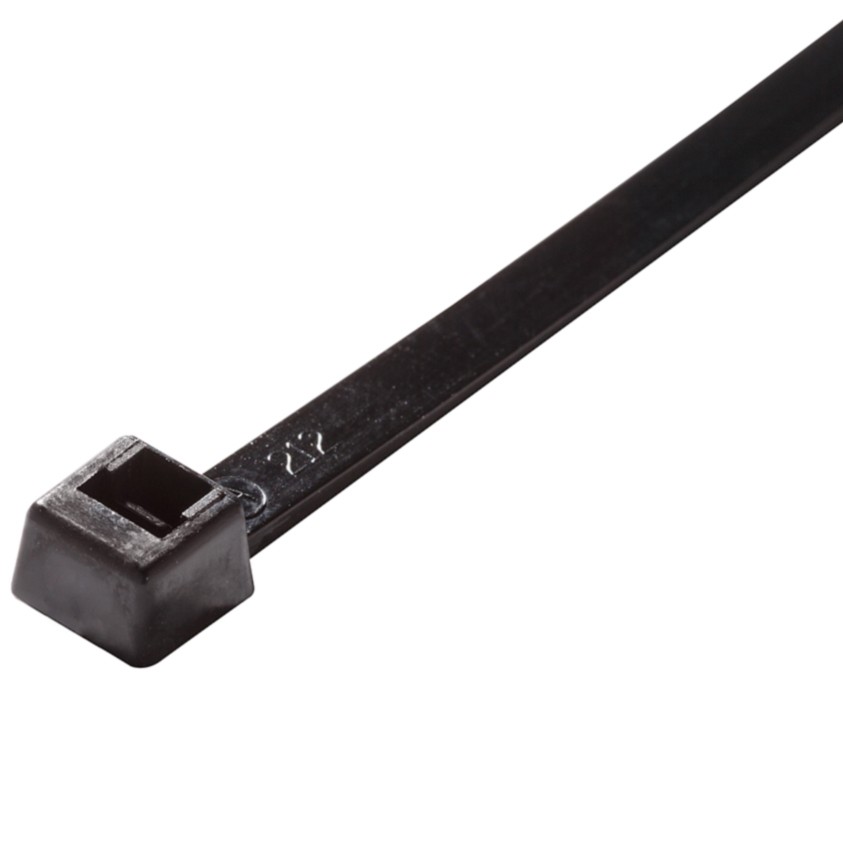 Cable Tie, 6 in L, 1-1/2 in Max Bundle Dia., Black, Nylon, 18 lb Strength, 100 PK