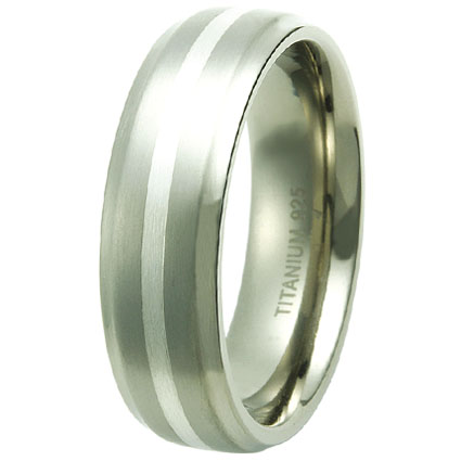 Picture of Rising Time TS-3041-sz-11 Silver Inlay Titanium Ring Size - 11