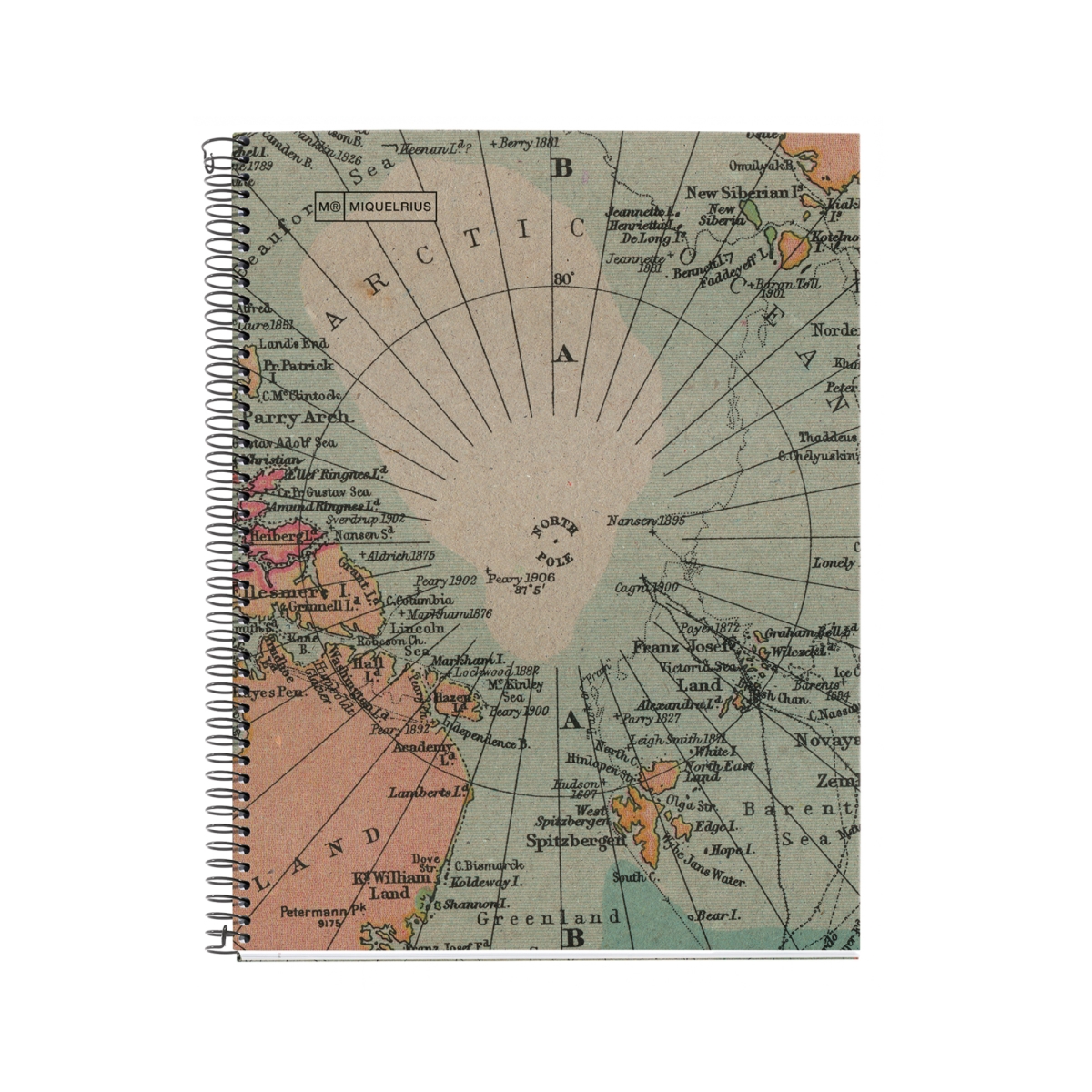 6255 EcoMap Recycled Cardboard 4-Subject Notebook, 120 Sheets, US Lined