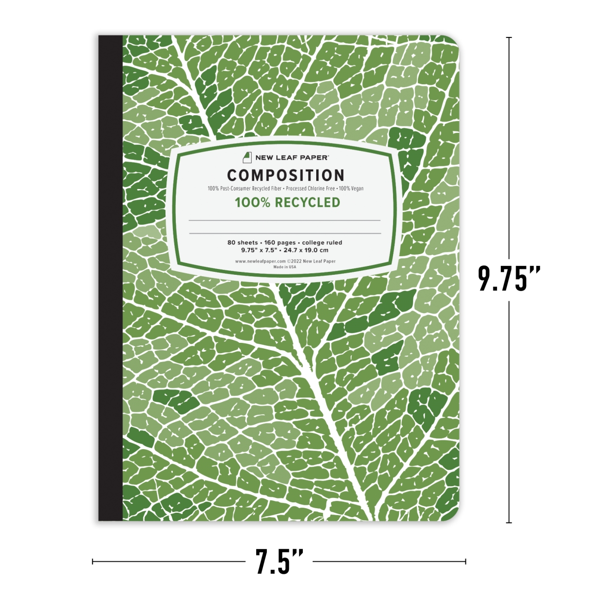Leaf 10852 Leaf Composition Book, 9.75 x 7.5 in., College Ruled with Margin, Assorted Covers