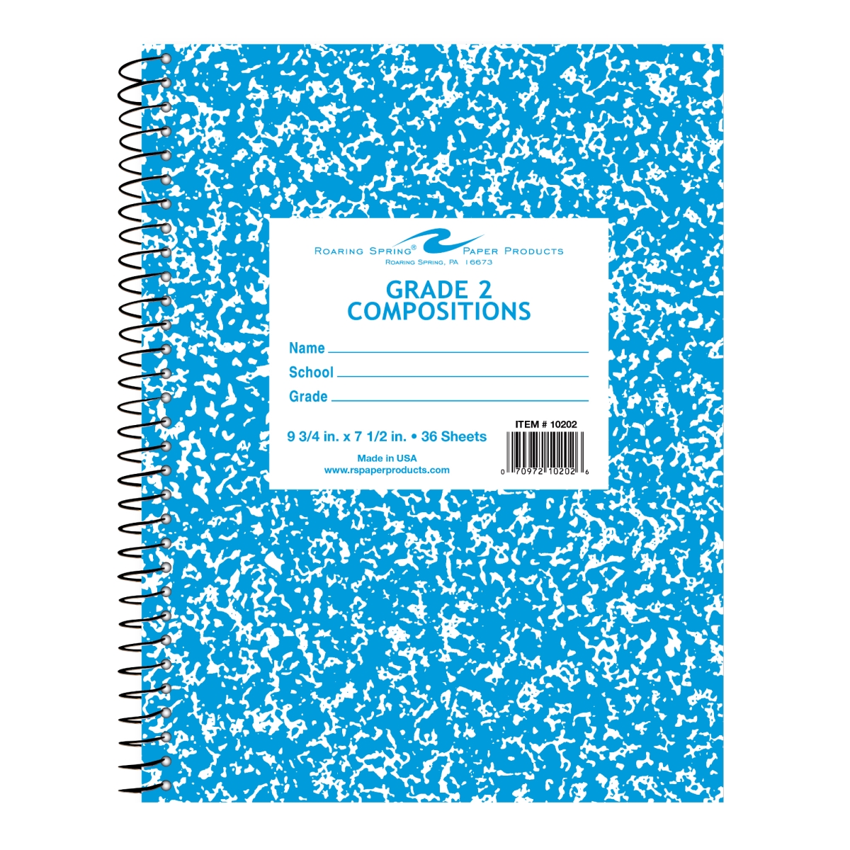 Roaring Spring 10202 Grade Two Notebook, 9.75 x 7.5 in., Blue Cover