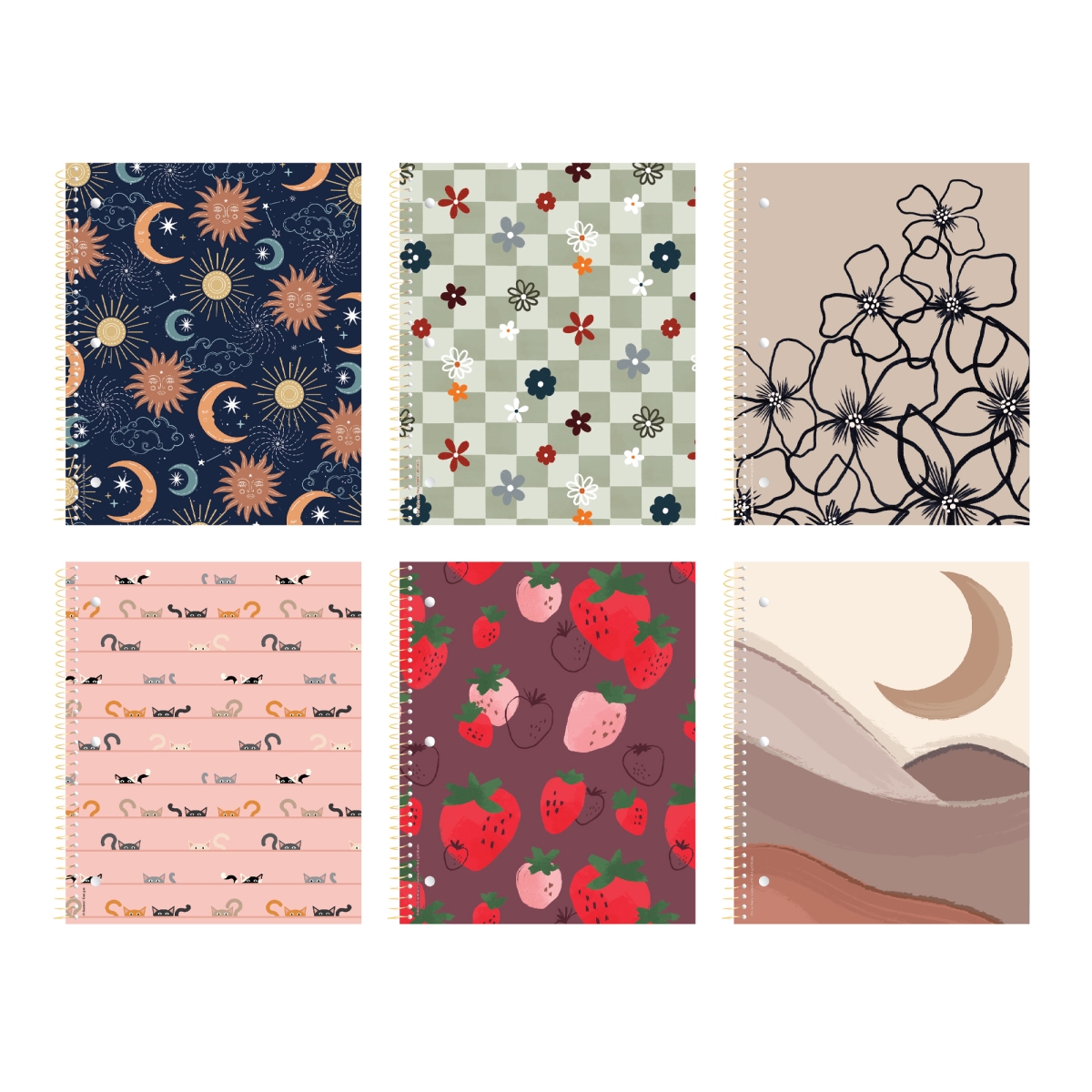Roaring Spring  Studio Series 1-Subject Notebook, 11 x 9 in., College Ruled with Margin, 20 lbs Paper, Assorted Covers, Pack of 5