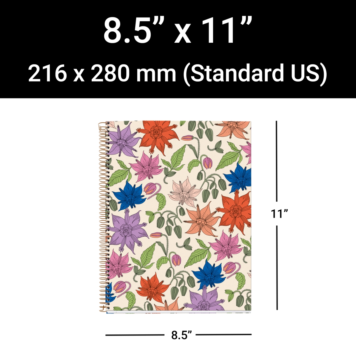 48285 Vintage Lily Cardboard 4-Subject Notebook, 120 Sheets, US Lined