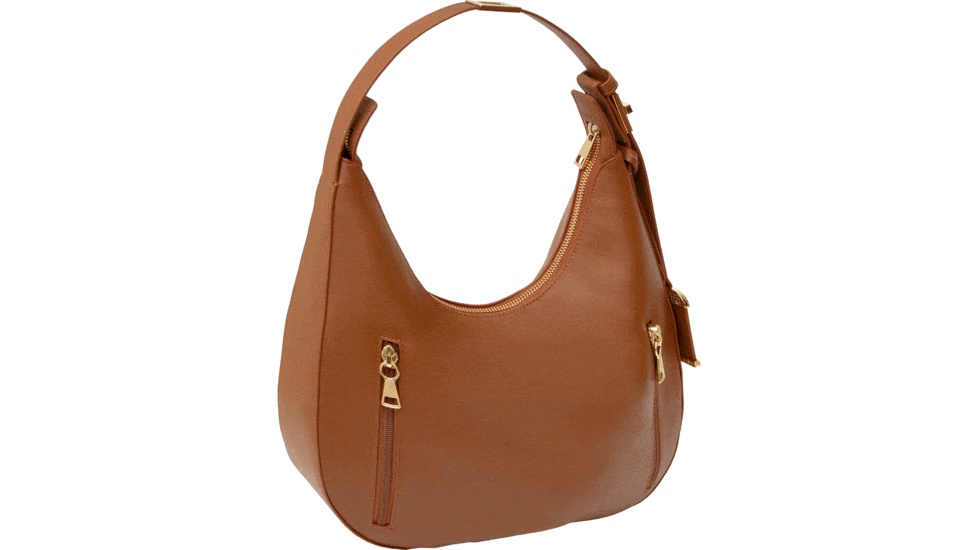Bulldog Cases BDP-092 Hobo Style Polyurethane Shoulder Bag with Conceal Carry Purse - Cognac