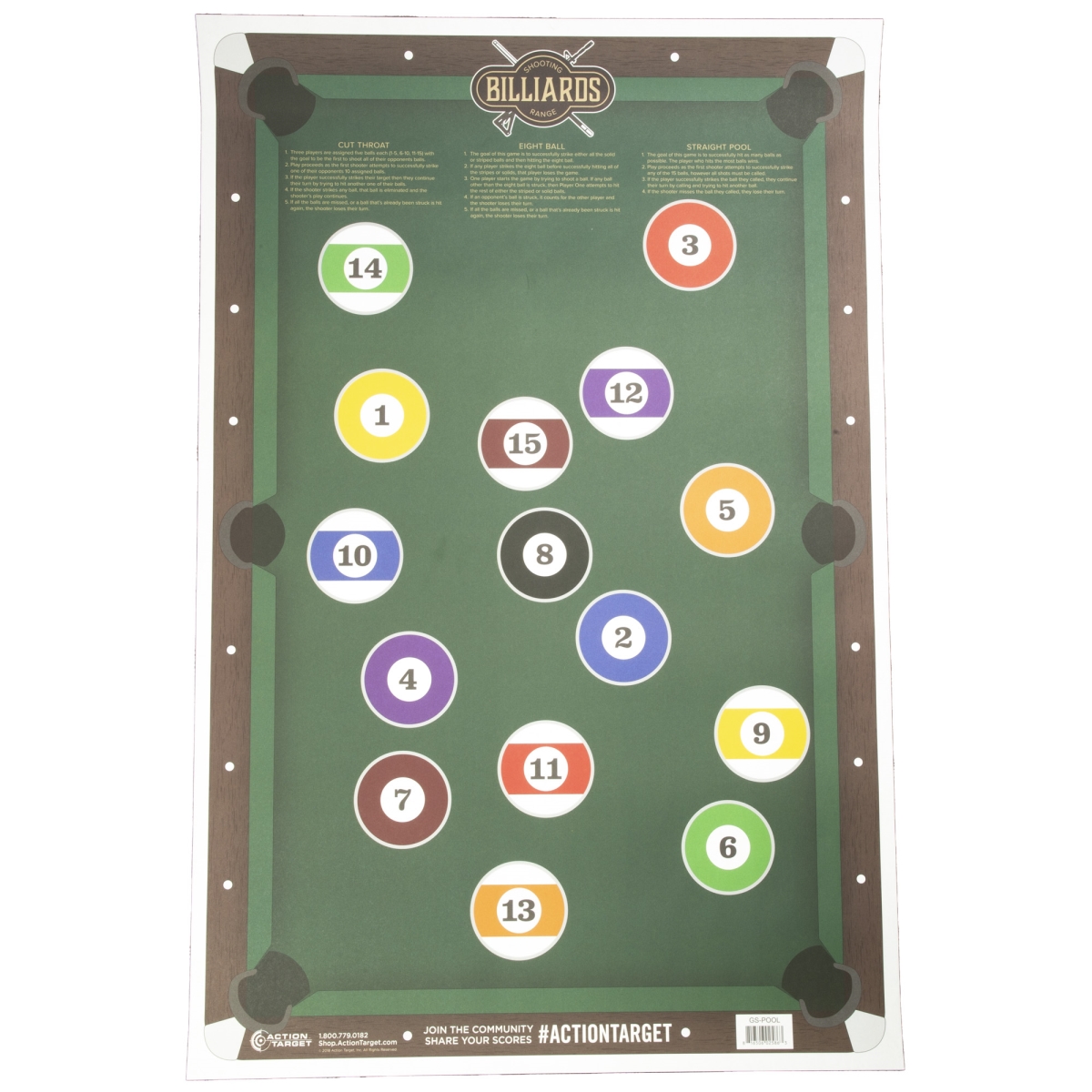 GS-POOL-100 23 x 35 in. Billiards Target, Multi Color - 100 Per Box