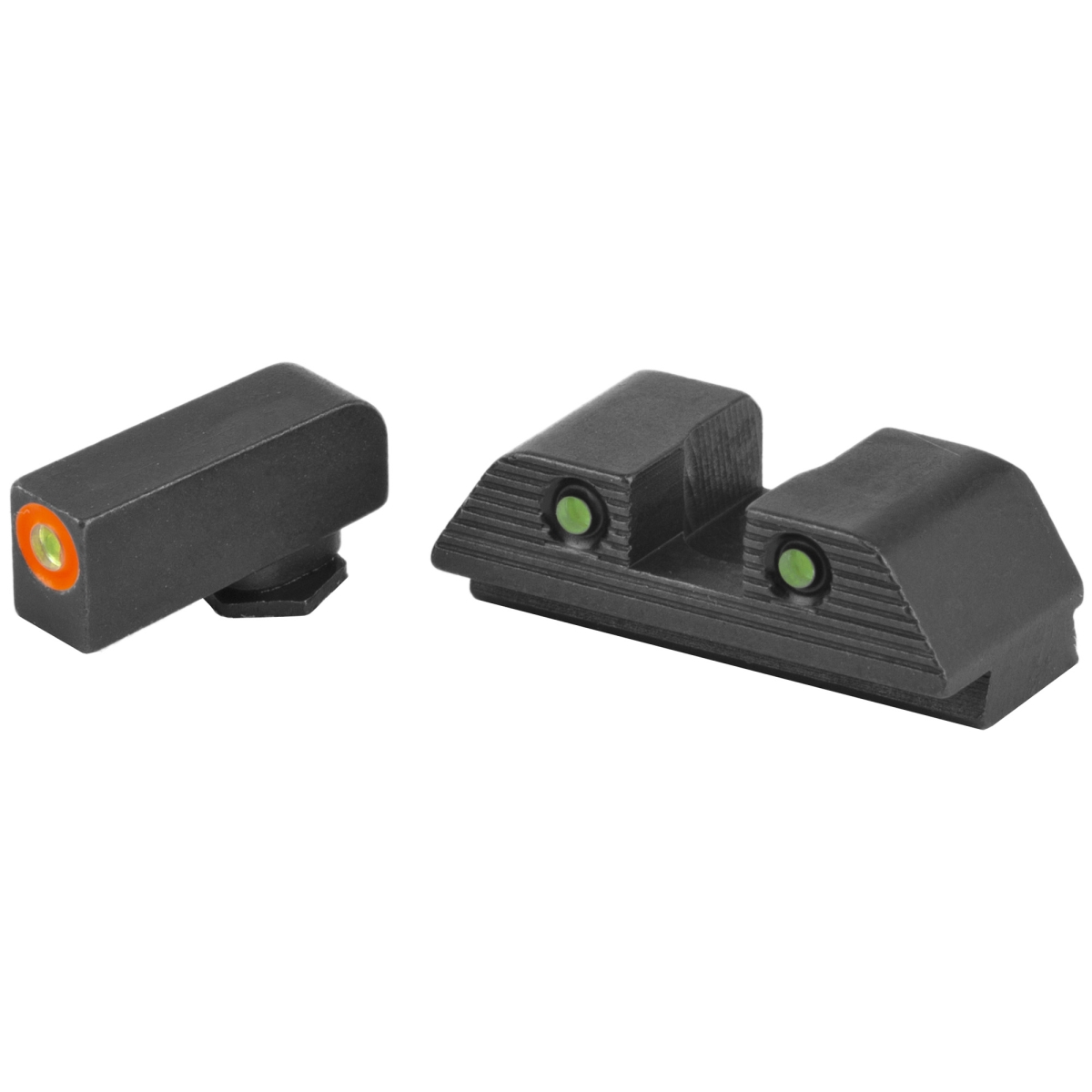 Ameriglo Trooper Green Tritium w/Orange Outline Front, Green Tritium w/Black Outline Serrated Sq Rear 3-Dot Night Set for Glock Gen5 9/40 GL-818
