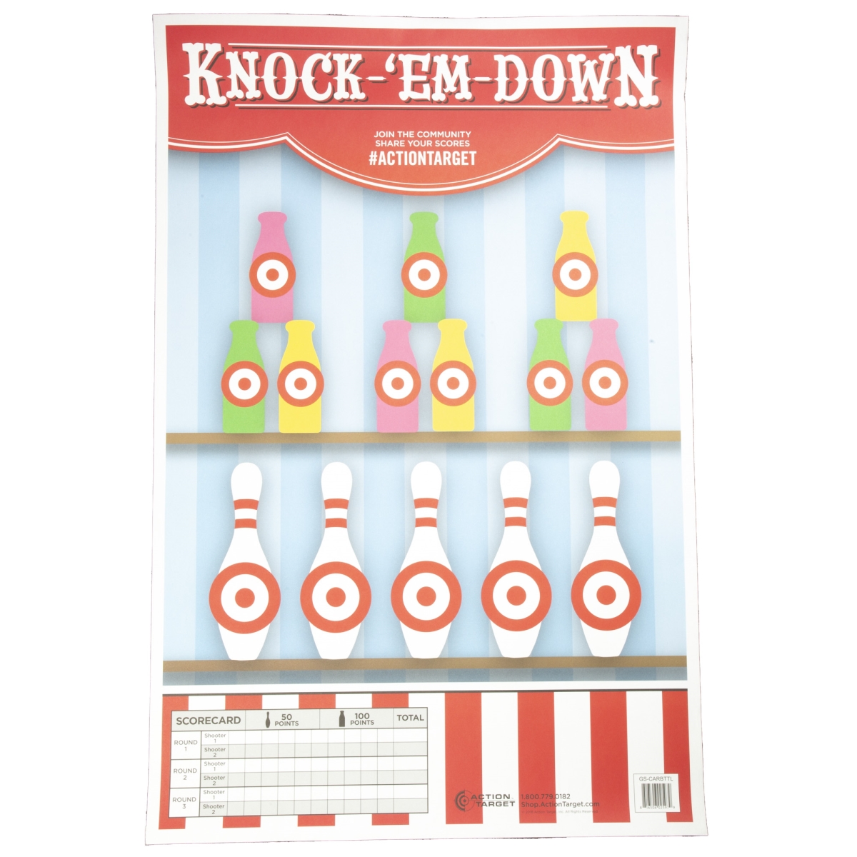 GS-CARBTTL-100 23 x 35 in. Knock-Em-Down Target, Multi Color - 100 Per Box