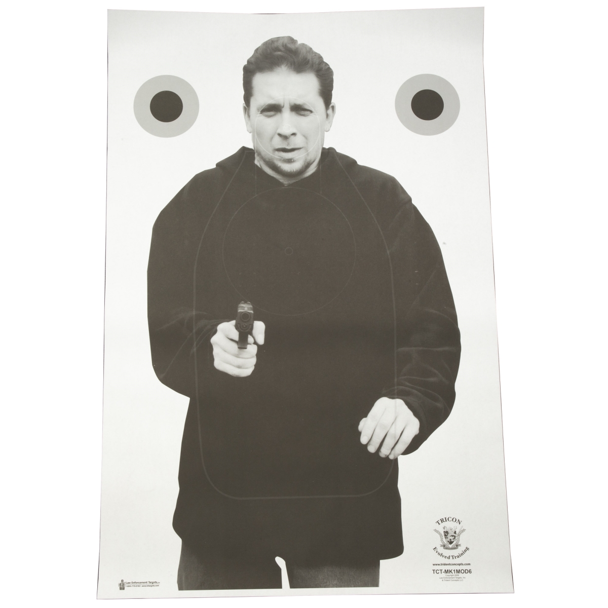 TCT-MK1MOD6-100 23 x 35 in. Version 6 Tridents Concepts Training Tactical Target - Black & White - 100 Per Box