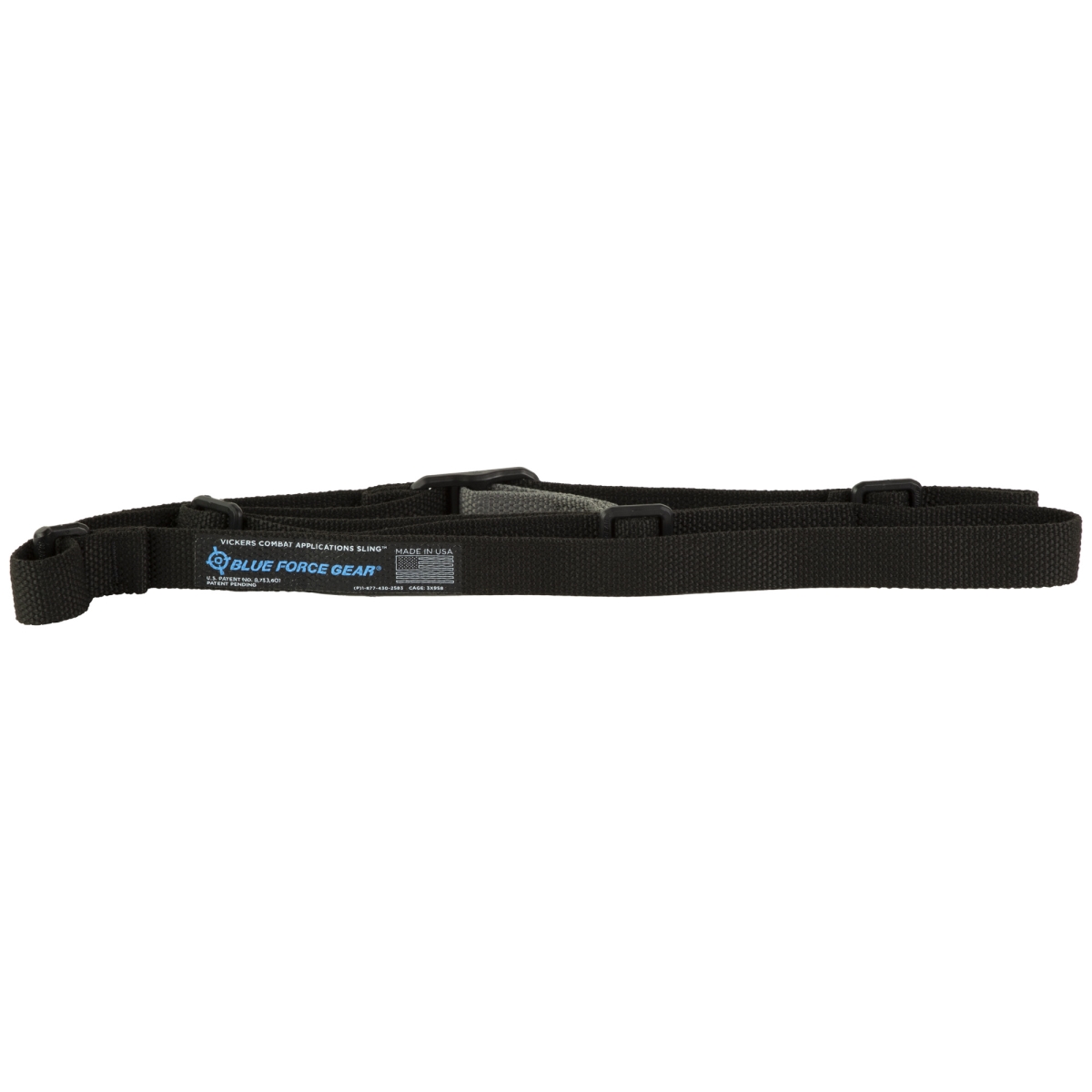 VCAS-100-OA-BK 54 in. 2-Point Combat Vickers ONE Sling with Adjuster Tightened - Black