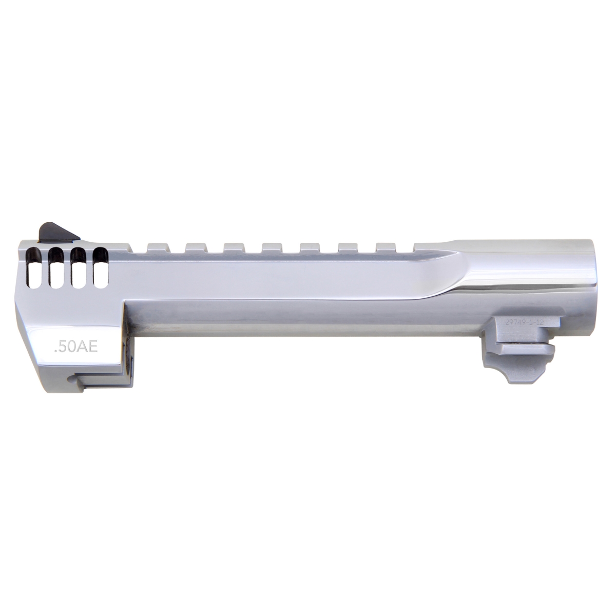 6 in. 0.50 Barrel Action Express Picatinny Accessory Rail with Muzzle Brake for Desert Eagle MK XIX 50AE - Polished Chrome Finish & Silver