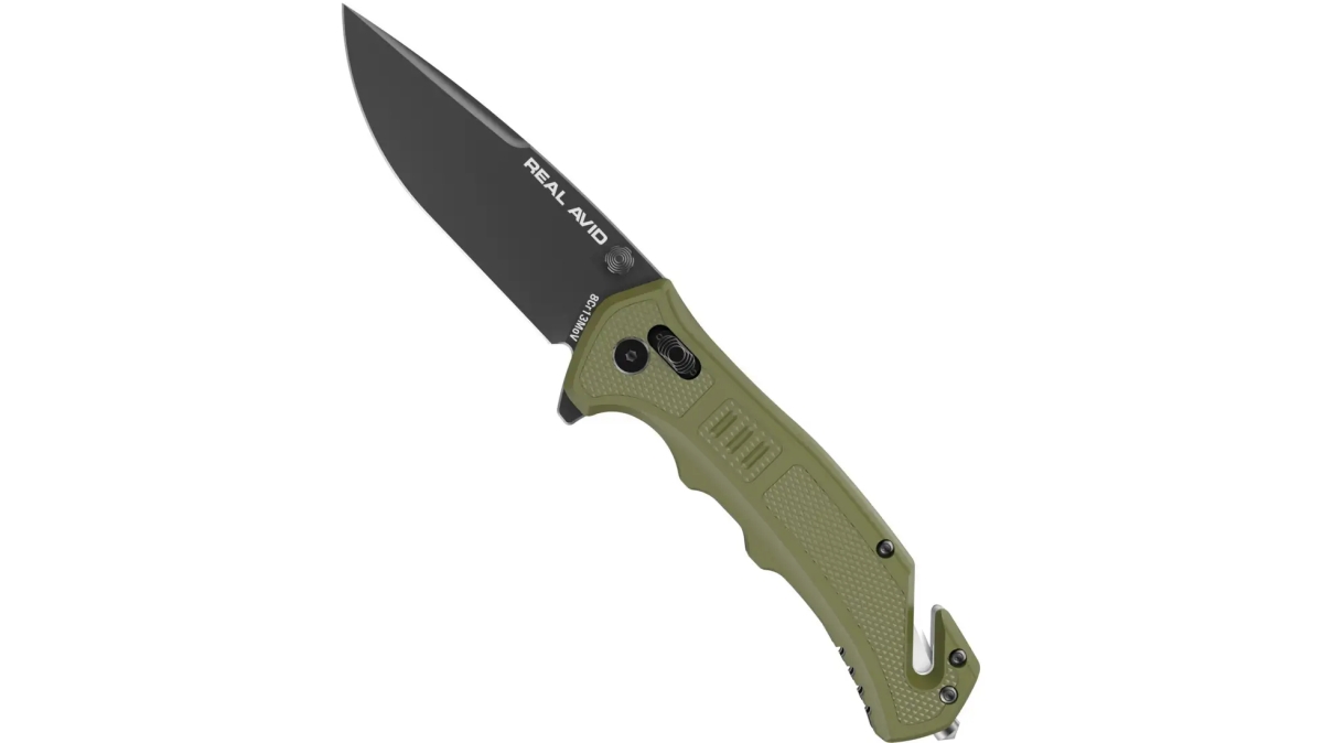 AVRAV4 RAV-4 Folding Knife with Plain Edge - Matte Finish & Black & Green
