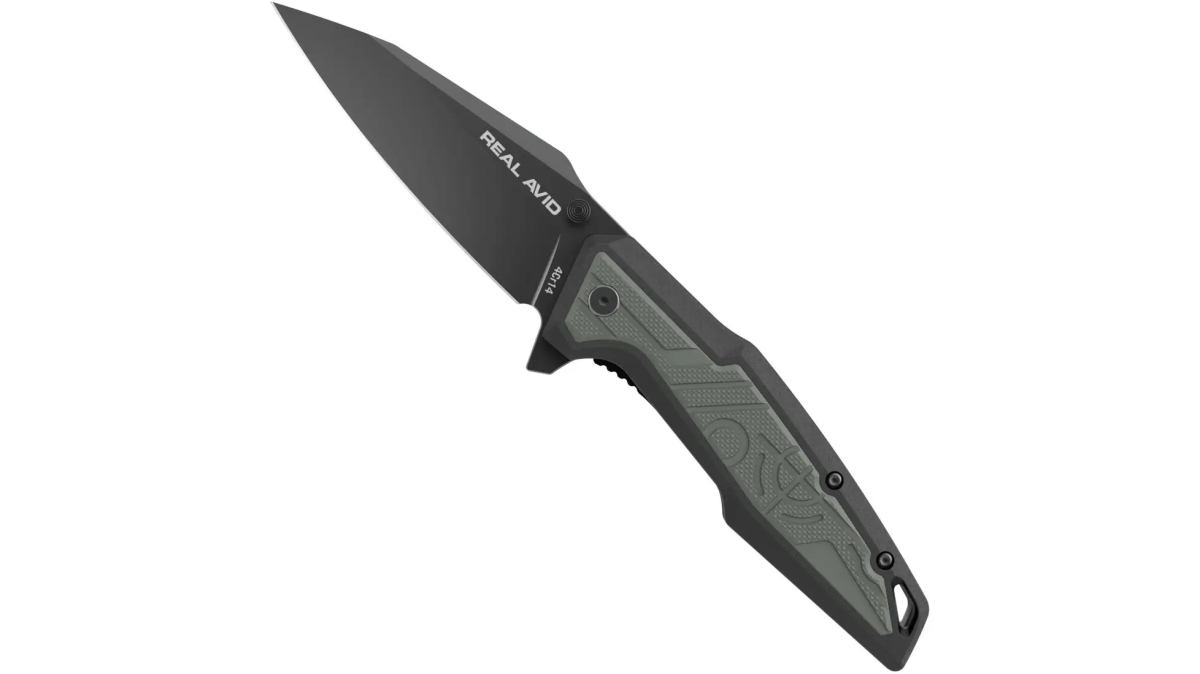 AVRAV1 3.25 in. RAV-1 Folding Knife with Plain Edge - Matte Finish & Green & Black
