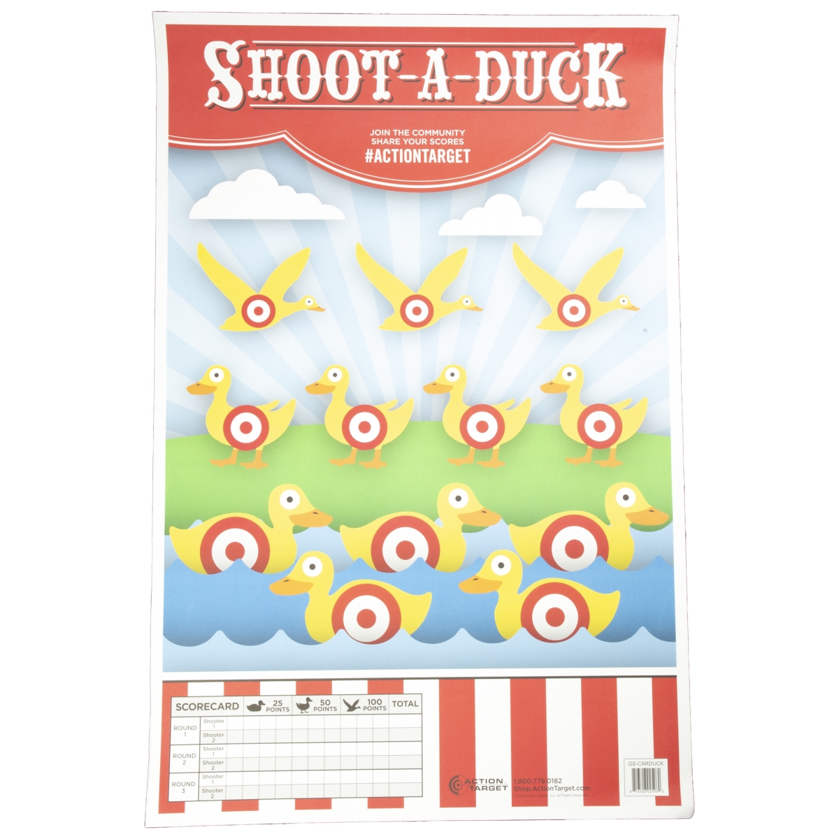 GS-CARDUCK-100 23 x 35 in. Arcade Classic Target, Multi Color - 100 Per Box